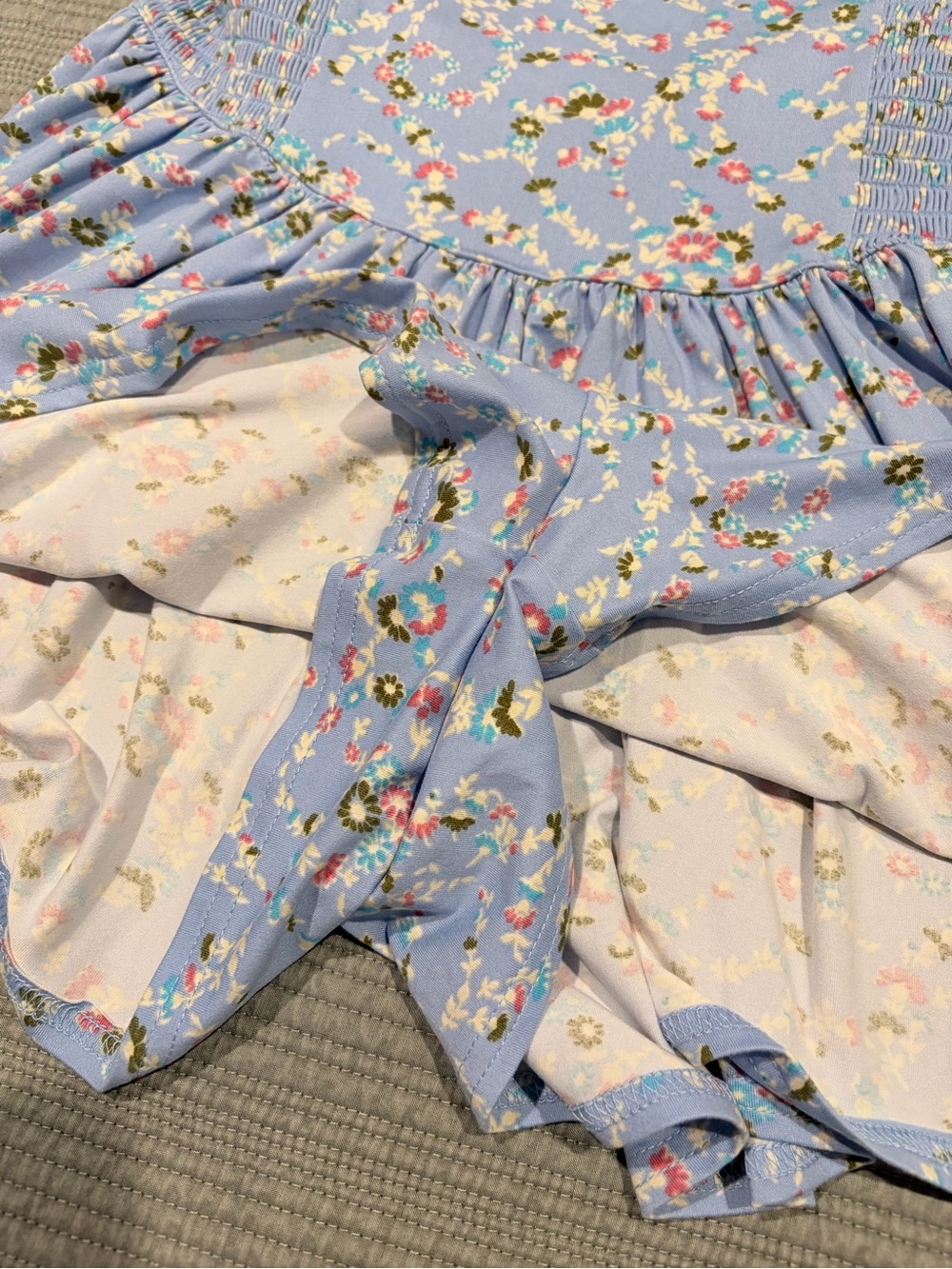 Urban Outfitters Blue Floral Romper Mini Dress Size Medium - Picture 9 of 11